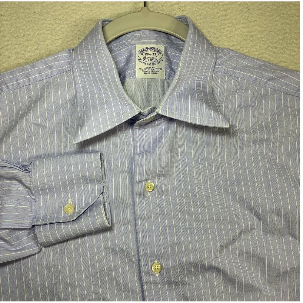 Vintage Brooks Brothers Dress Shirt Men 15.5x33 Purple Slim Egyptian Cotton USA